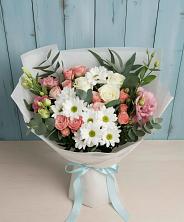 Букет цветов из:  Розы, Лизиантусы и Хризантемы в Вахтане