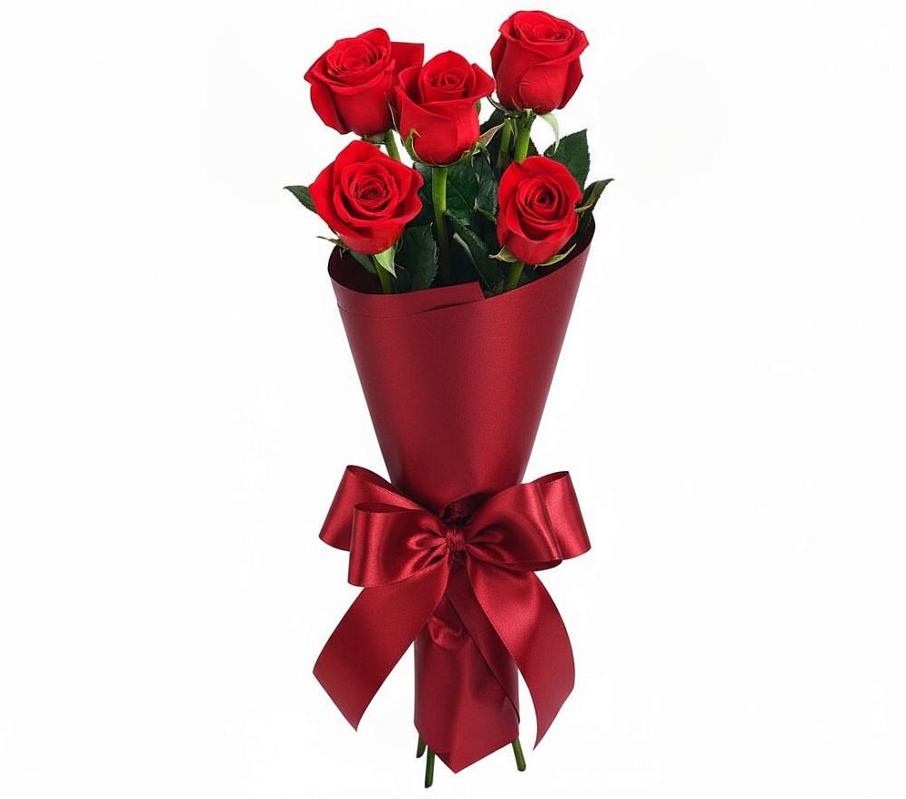 Букет 5 Красных роз Эдлесс Лав в Вахтане