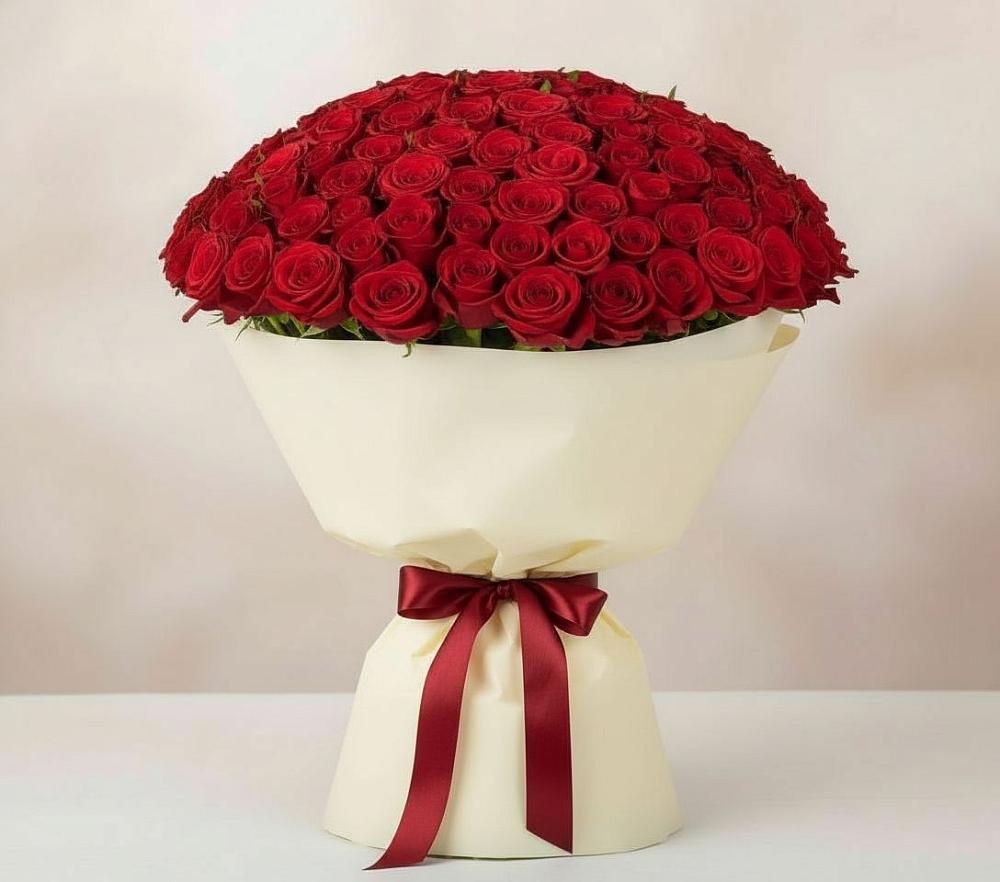 Букет 101 Красная роза Милано в Вахтане