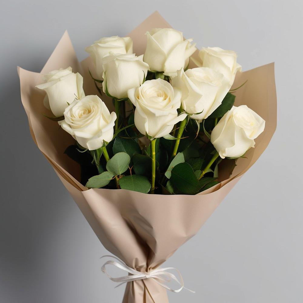 Букет 9 Белых роз Эдлесс Лав в Вахтане