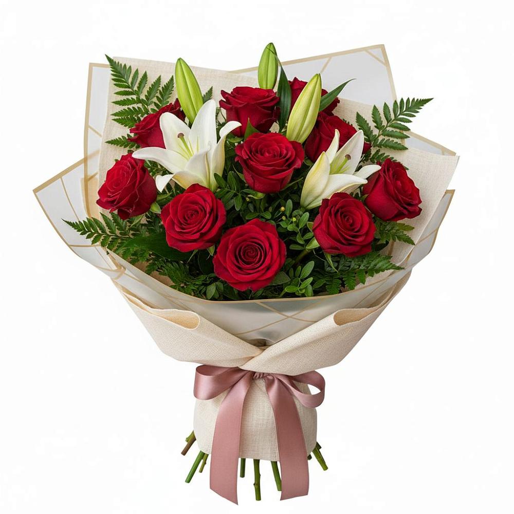 Букет цветов из: Лилии и Розы в Вахтане