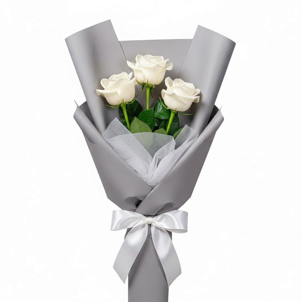 Букет 3 белые розы в Вахтане