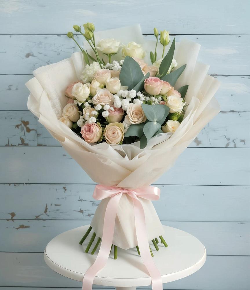 Букет цветов из: Розы и Лизиантусы в Вахтане