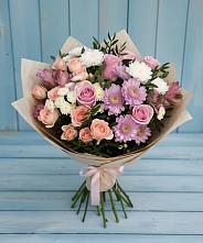 Букет цветов из:  Хризантемы, Розы и Альстромерии в Вахтане