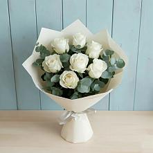 Букет Белые розы в Эвкалипте #REPLACE_PRED# Вахтане