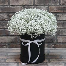 Цветочная композиция из Гипсофила в шляпной коробке в Вахтане