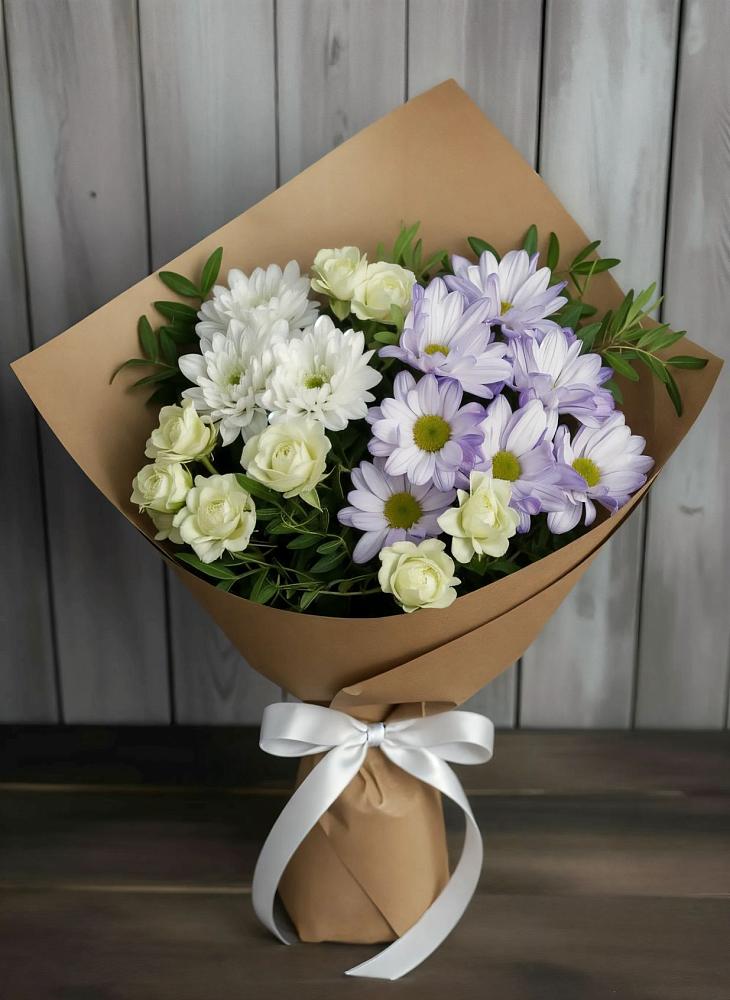 Букет цветов из: Хризантемы и Розы в Вахтане