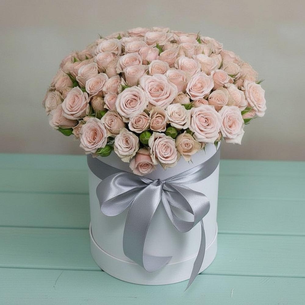 Цветочная композиция из Розы в шляпной коробке в Вахтане